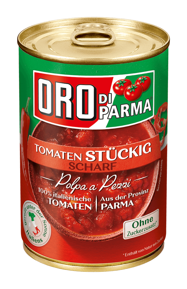 Stückige Tomaten scharf